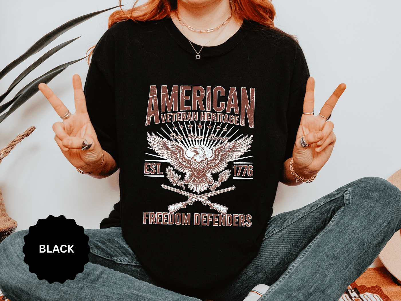 American Veteran Heritage Shirt, Freedom Defenders T-Shirt, Patriotic Eagle Gift, Veterans Day or Military Retirement Tee for Proud Veteran