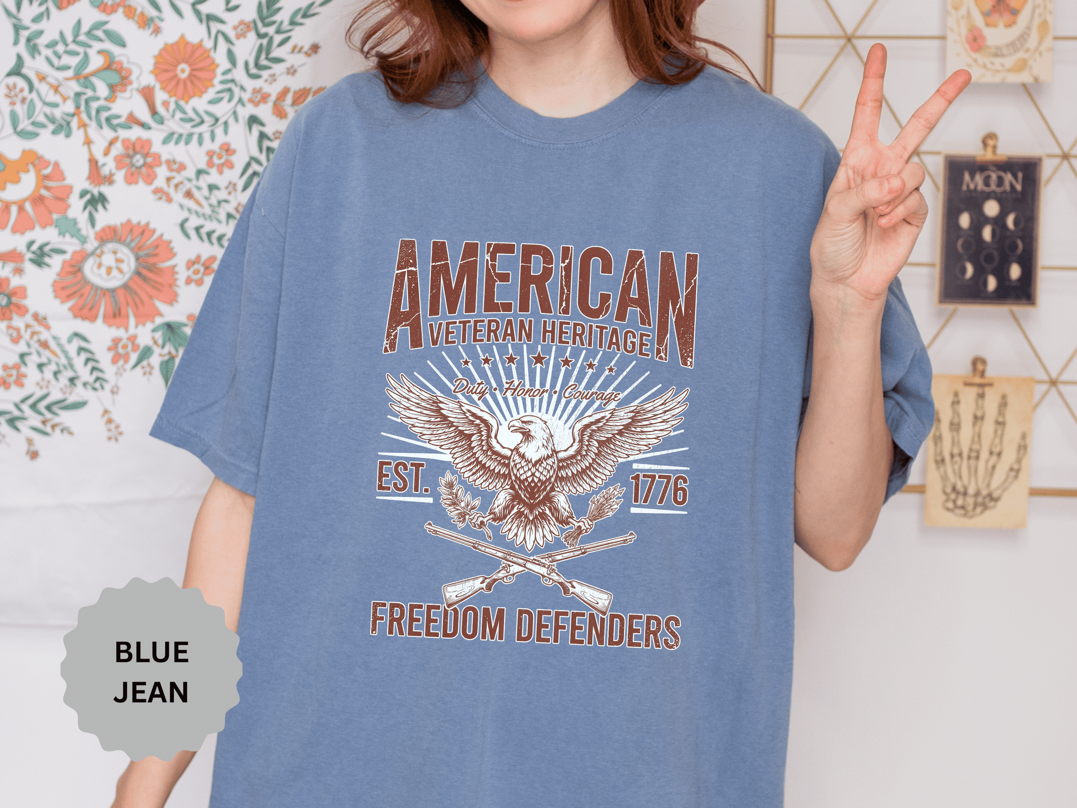 American Veteran Heritage Shirt, Freedom Defenders T-Shirt, Patriotic Eagle Gift, Veterans Day or Military Retirement Tee for Proud Veteran