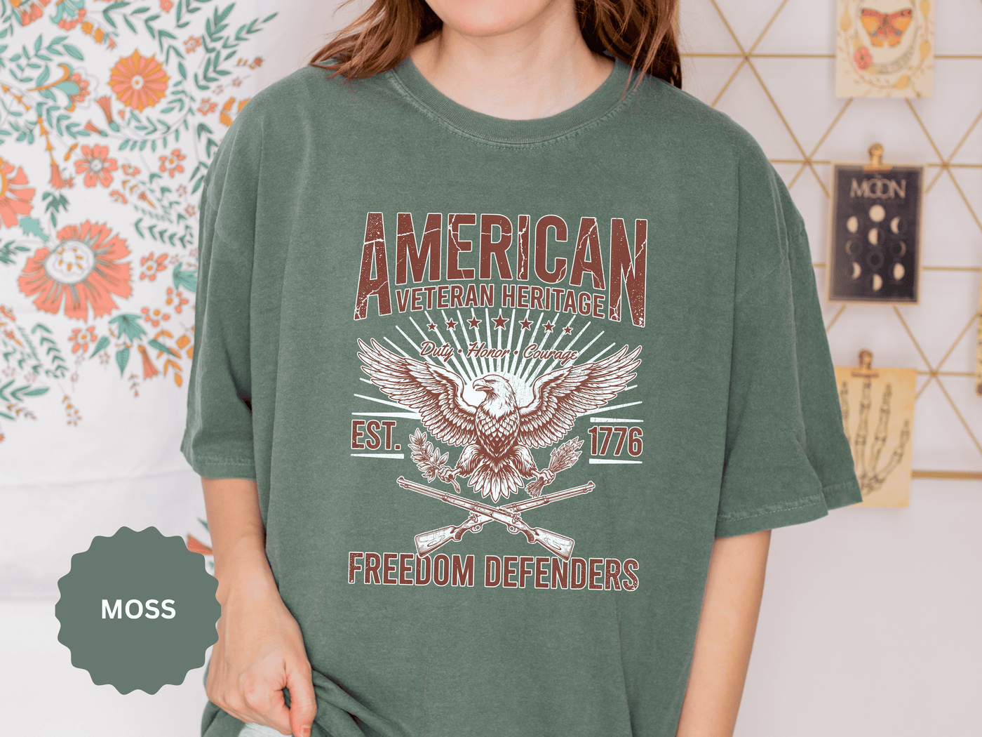 American Veteran Heritage Shirt, Freedom Defenders T-Shirt, Patriotic Eagle Gift, Veterans Day or Military Retirement Tee for Proud Veteran
