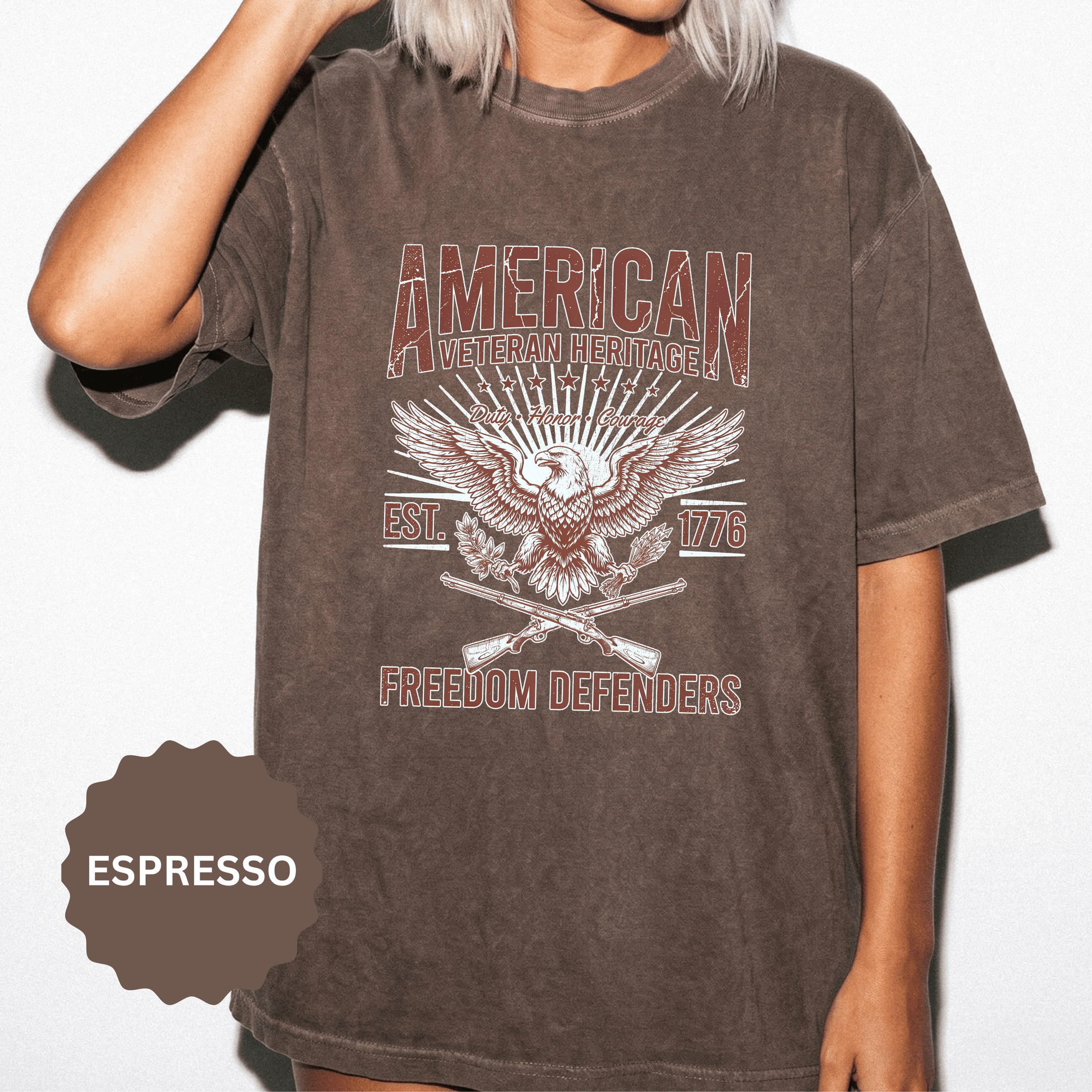 American Veteran Heritage Shirt, Freedom Defenders T-Shirt, Patriotic Eagle Gift, Veterans Day or Military Retirement Tee for Proud Veteran