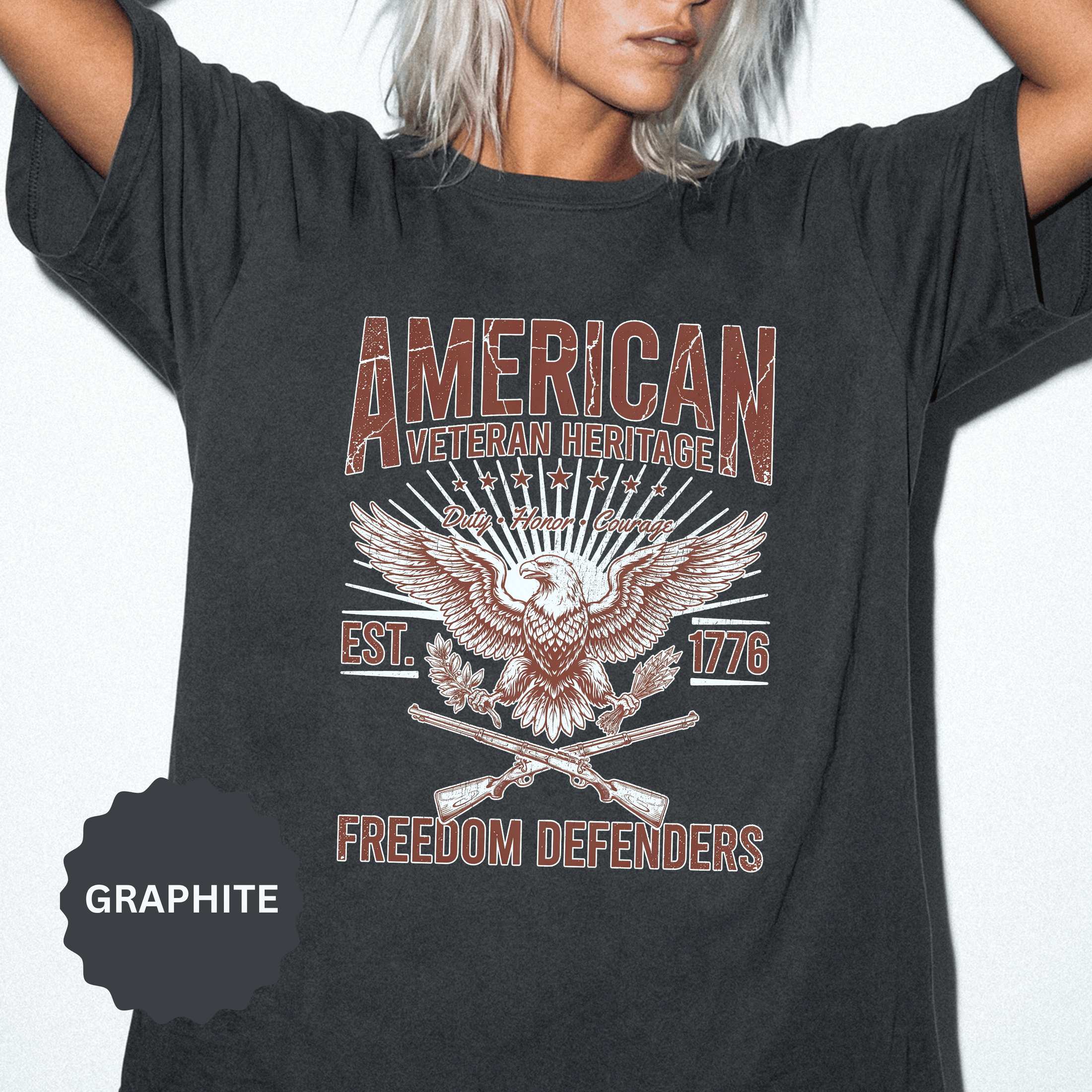 American Veteran Heritage Shirt, Freedom Defenders T-Shirt, Patriotic Eagle Gift, Veterans Day or Military Retirement Tee for Proud Veteran