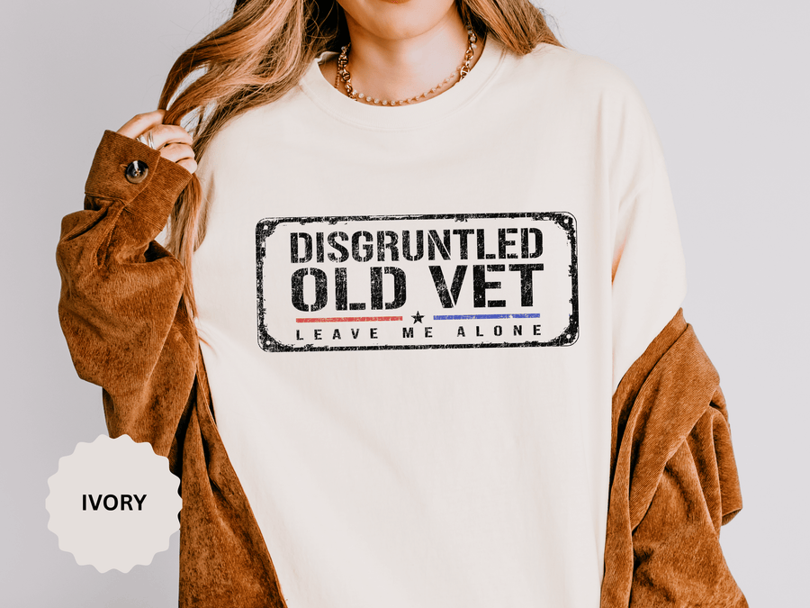 Disgruntled Old Vet Shirt, Leave Me Alone Veteran T-Shirt, Funny Military Gift for Retired Soldier, Sarcastic Veterans Day Tee for Grandpa