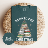 Booked for Christmas Shirt, Book Lover Holiday T-Shirt, Christmas Tree Books Tee, Cozy Reading Gift for Librarian, Teacher or Bookworm