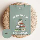 Booked for Christmas Shirt, Book Lover Holiday T-Shirt, Christmas Tree Books Tee, Cozy Reading Gift for Librarian, Teacher or Bookworm