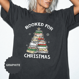 Booked for Christmas Shirt, Book Lover Holiday T-Shirt, Christmas Tree Books Tee, Cozy Reading Gift for Librarian, Teacher or Bookworm