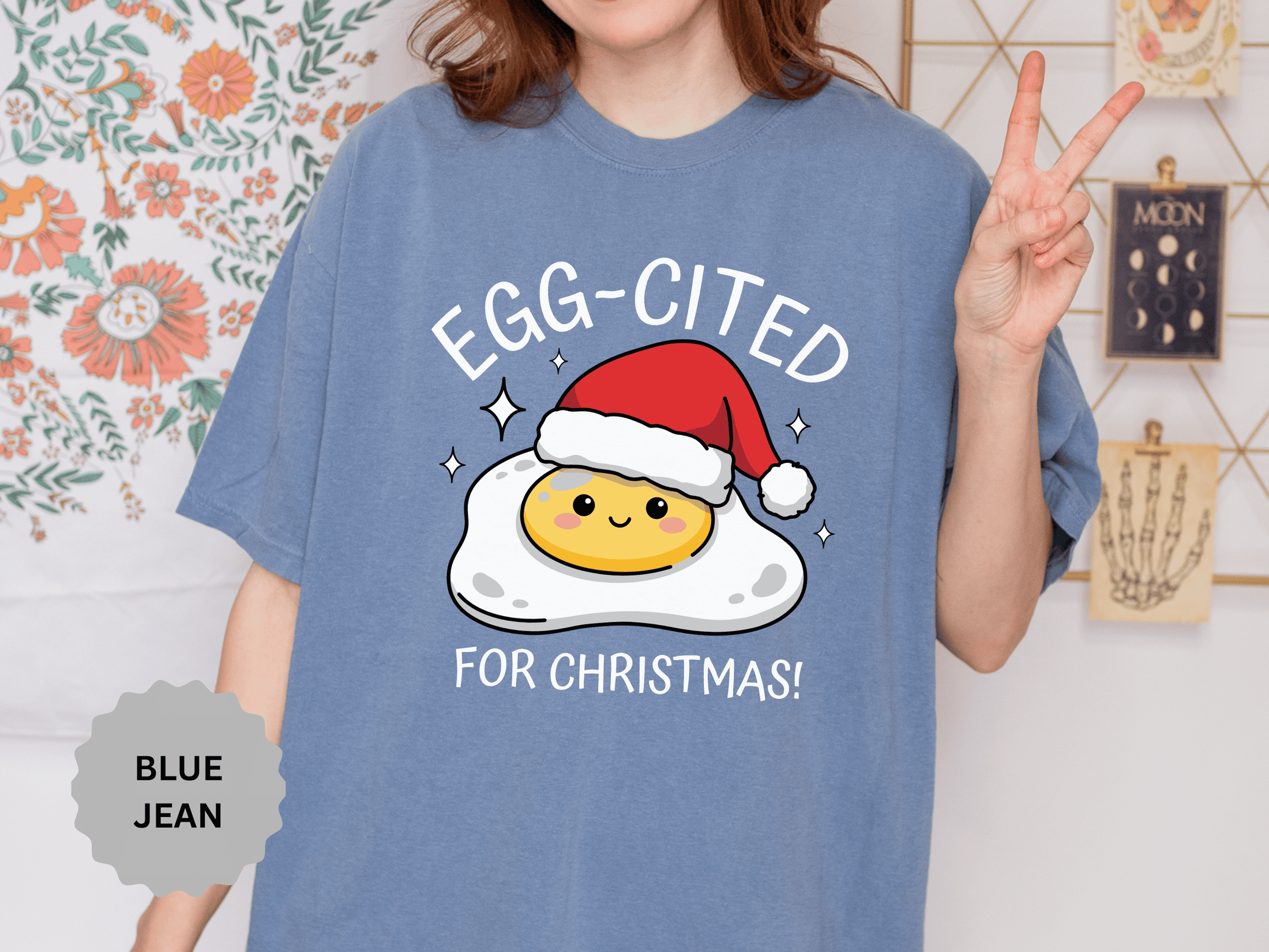 Egg-Cited for Christmas Shirt, Funny Fried Egg T-Shirt, Cute Food Pun Holiday Tee, Christmas Breakfast Gift for Brunch Lover or Cook