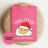 Egg-Cited for Christmas Shirt, Funny Fried Egg T-Shirt, Cute Food Pun Holiday Tee, Christmas Breakfast Gift for Brunch Lover or Cook