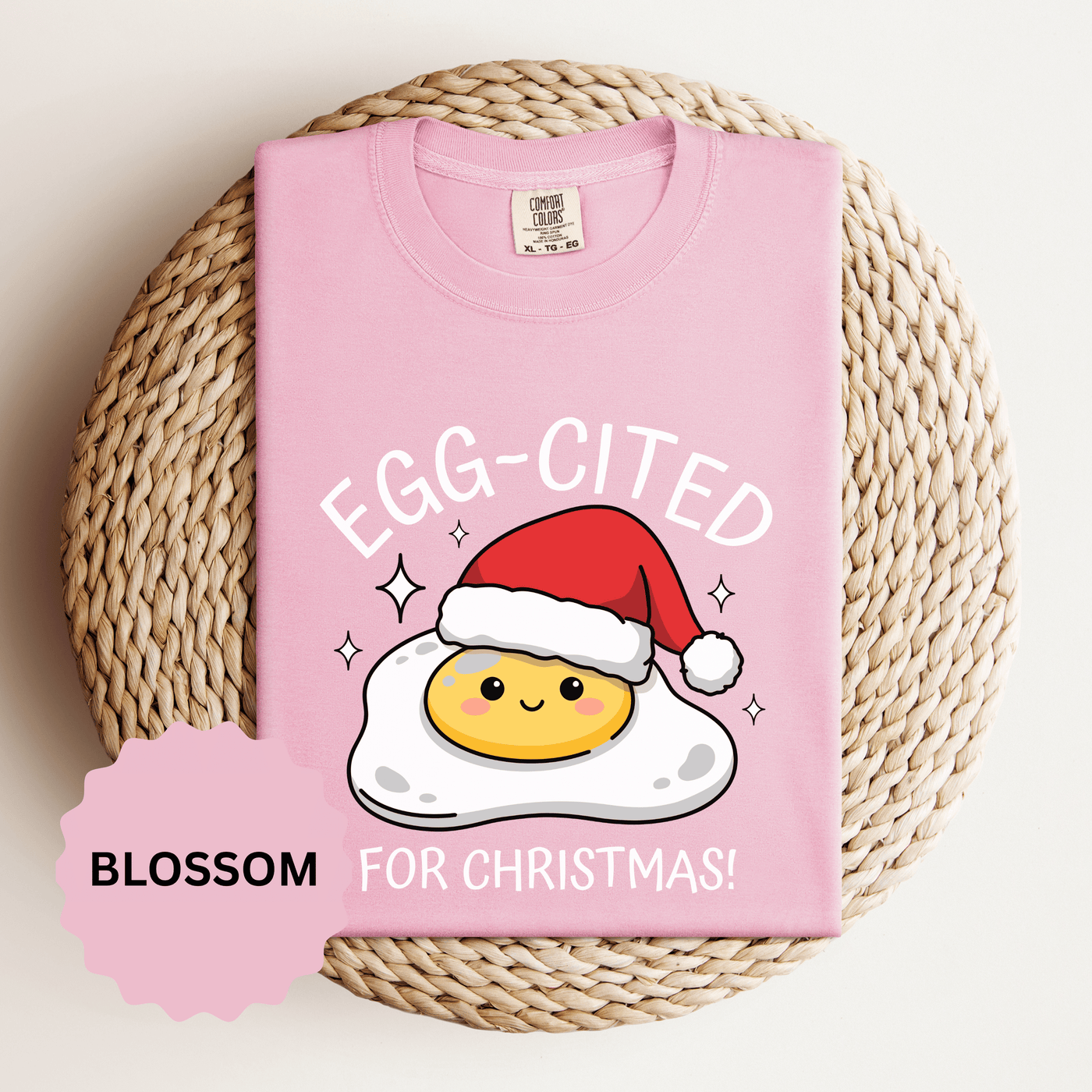Egg-Cited for Christmas Shirt, Funny Fried Egg T-Shirt, Cute Food Pun Holiday Tee, Christmas Breakfast Gift for Brunch Lover or Cook