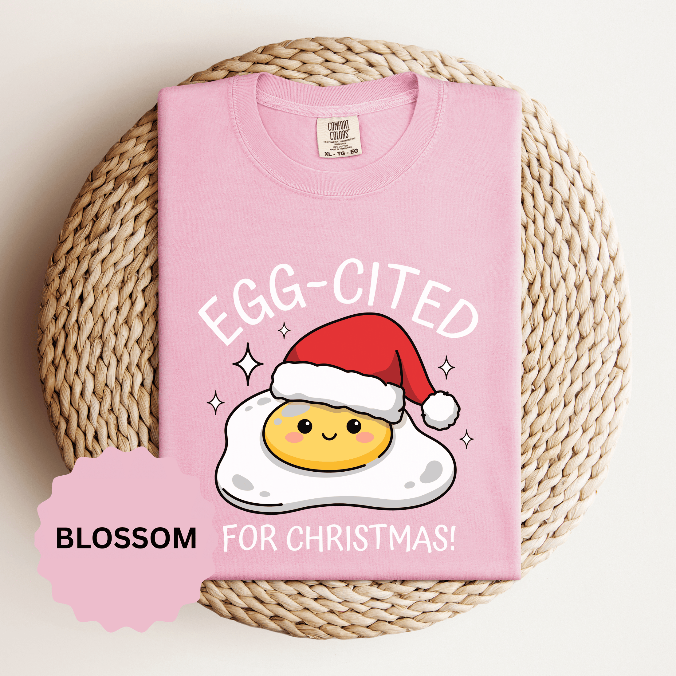 Egg-Cited for Christmas Shirt, Funny Fried Egg T-Shirt, Cute Food Pun Holiday Tee, Christmas Breakfast Gift for Brunch Lover or Cook