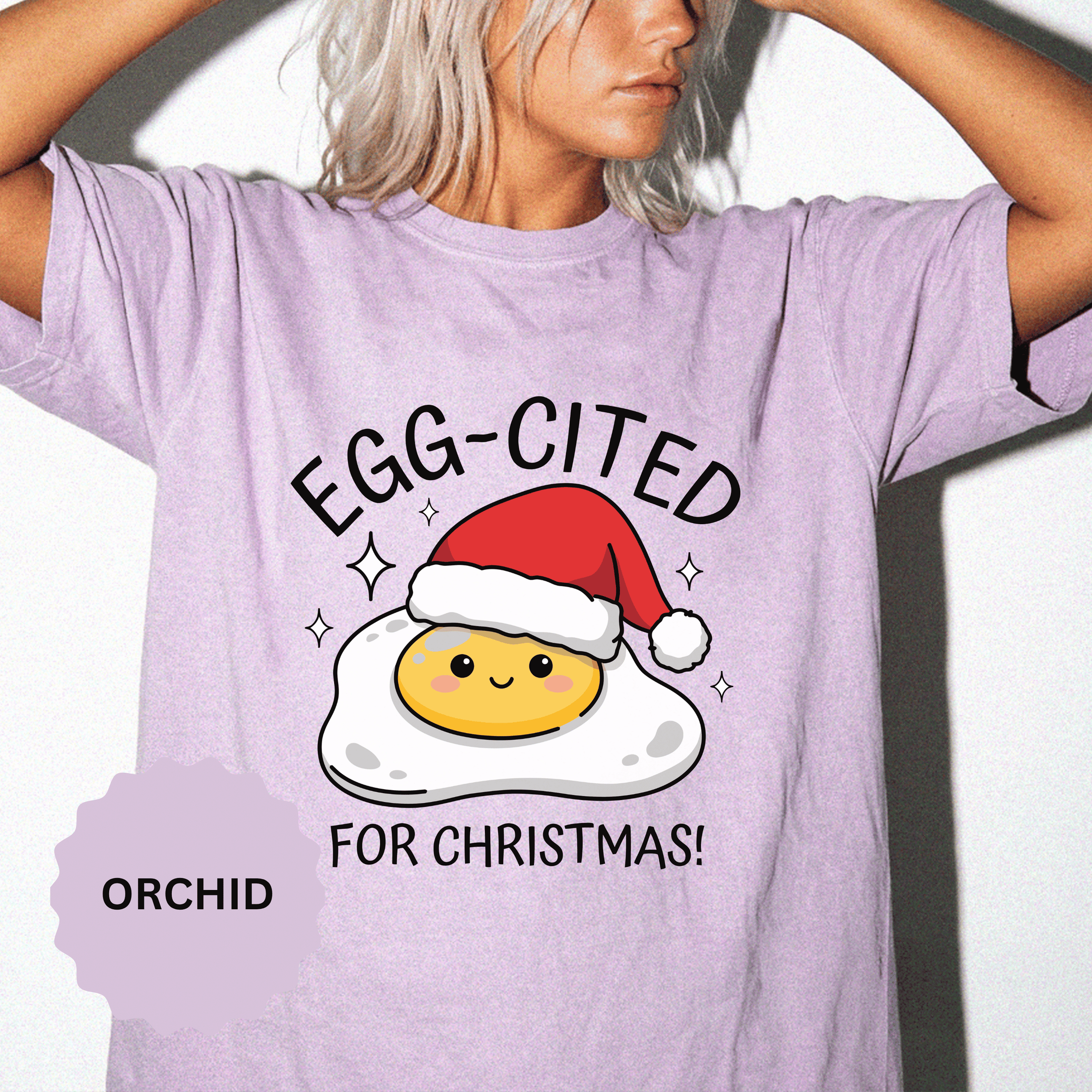 Egg-Cited for Christmas Shirt, Funny Fried Egg T-Shirt, Cute Food Pun Holiday Tee, Christmas Breakfast Gift for Brunch Lover or Cook