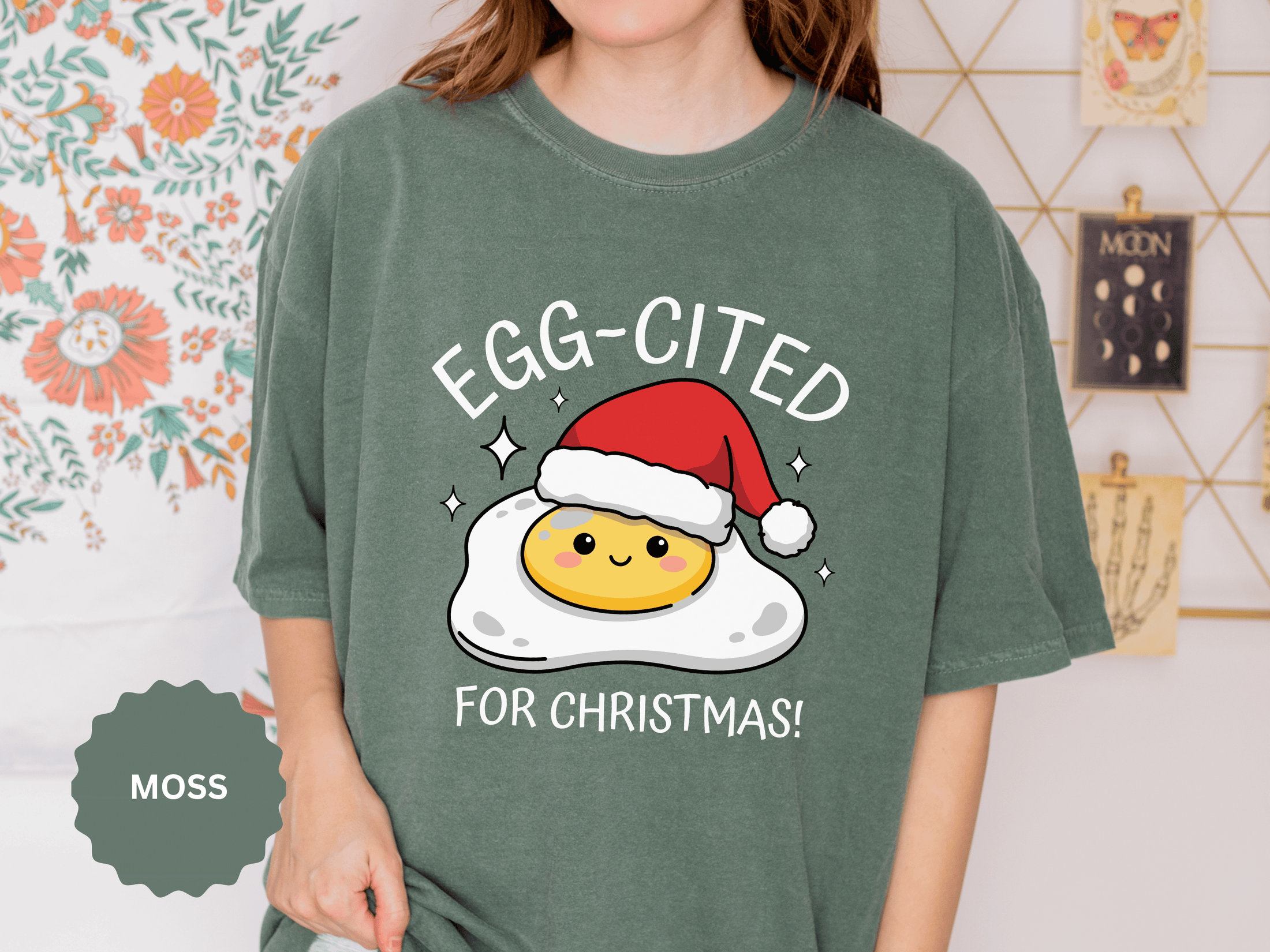 Egg-Cited for Christmas Shirt, Funny Fried Egg T-Shirt, Cute Food Pun Holiday Tee, Christmas Breakfast Gift for Brunch Lover or Cook