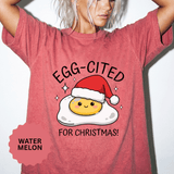 Egg-Cited for Christmas Shirt, Funny Fried Egg T-Shirt, Cute Food Pun Holiday Tee, Christmas Breakfast Gift for Brunch Lover or Cook