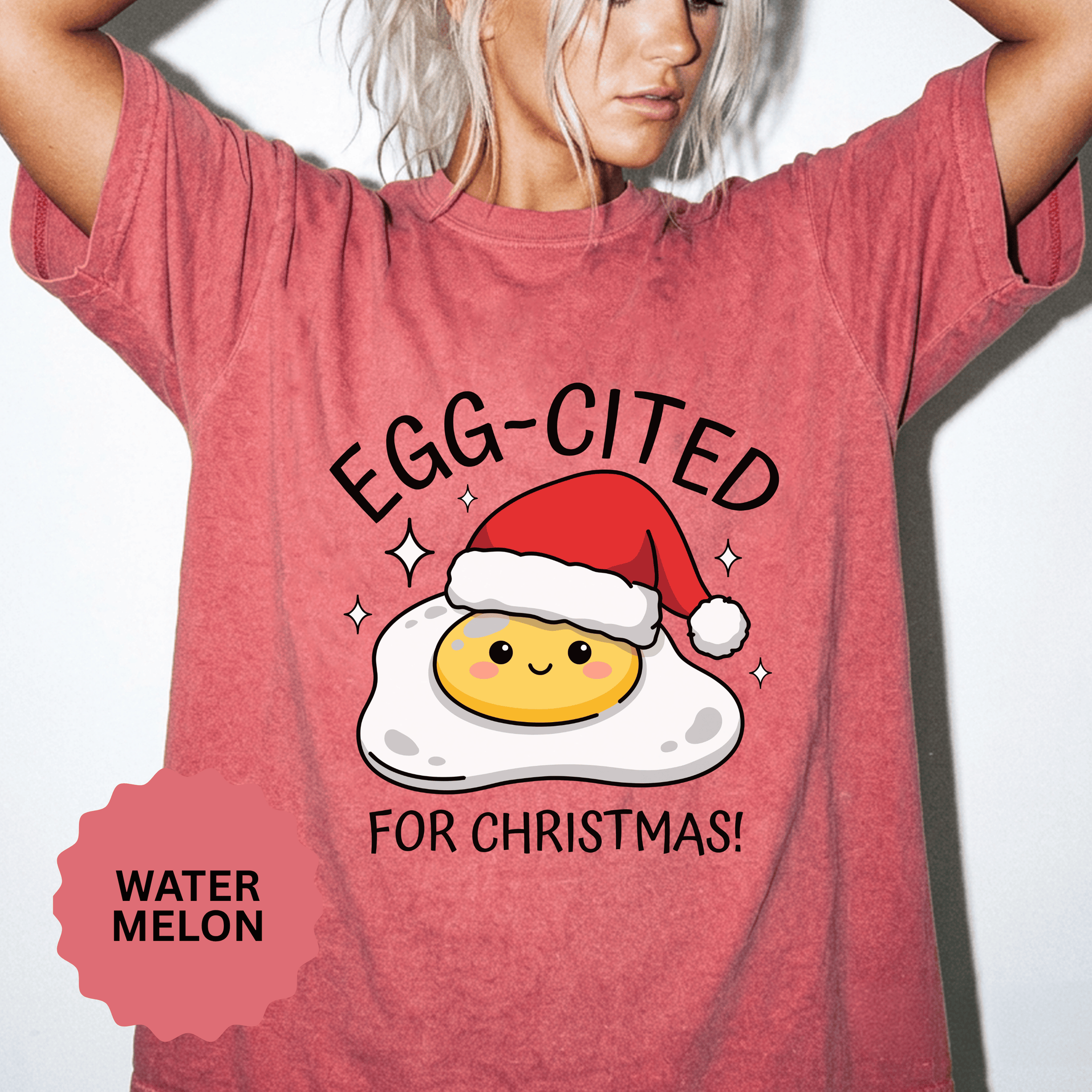 Egg-Cited for Christmas Shirt, Funny Fried Egg T-Shirt, Cute Food Pun Holiday Tee, Christmas Breakfast Gift for Brunch Lover or Cook