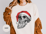 Skull Santa Shirt, Gothic Christmas T-Shirt, Creepy Holiday Skeleton Tee, Alternative Xmas Gift for Metalhead, Biker or Horror Fan