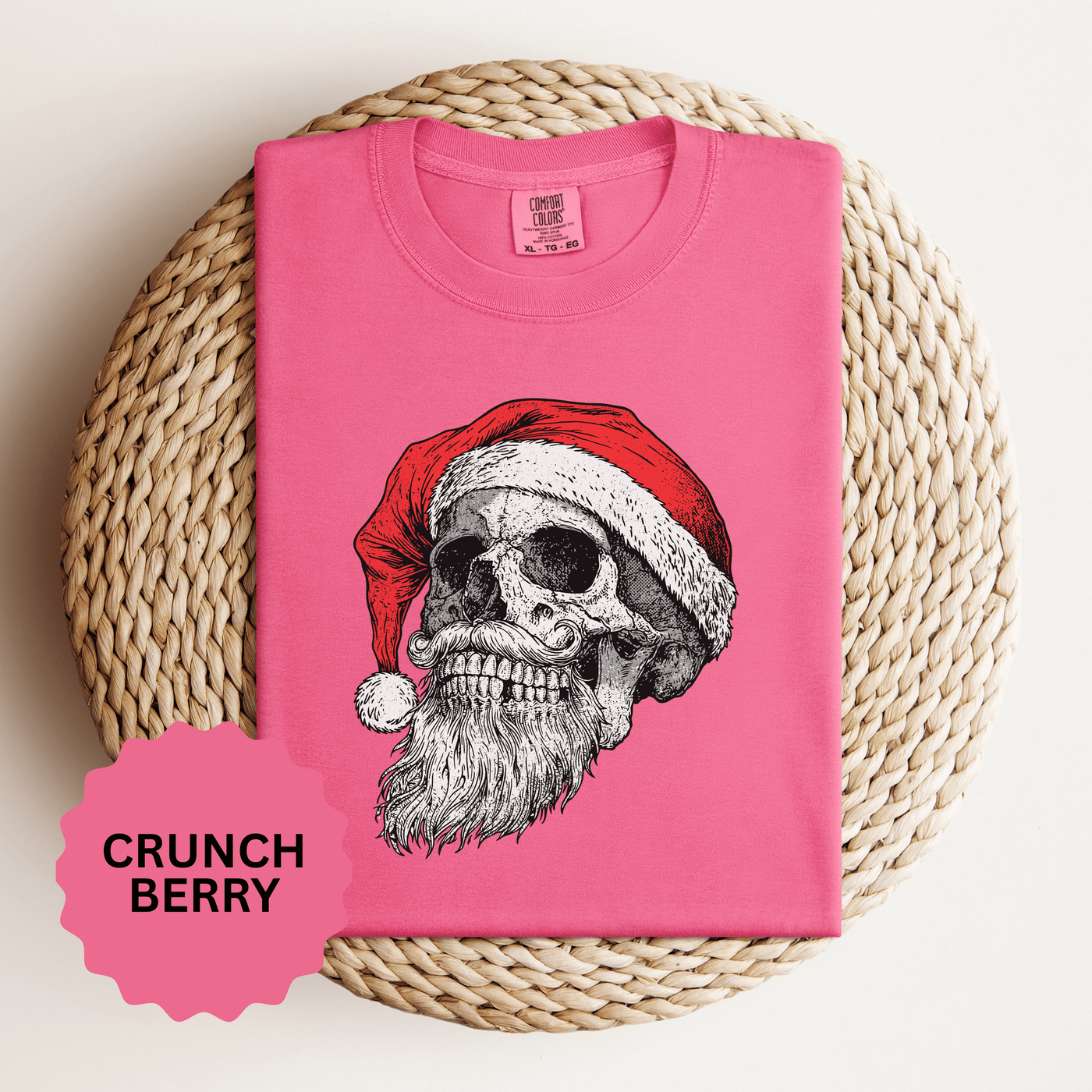 Skull Santa Shirt, Gothic Christmas T-Shirt, Creepy Holiday Skeleton Tee, Alternative Xmas Gift for Metalhead, Biker or Horror Fan