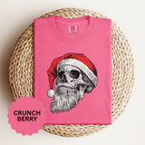 Skull Santa Shirt, Gothic Christmas T-Shirt, Creepy Holiday Skeleton Tee, Alternative Xmas Gift for Metalhead, Biker or Horror Fan