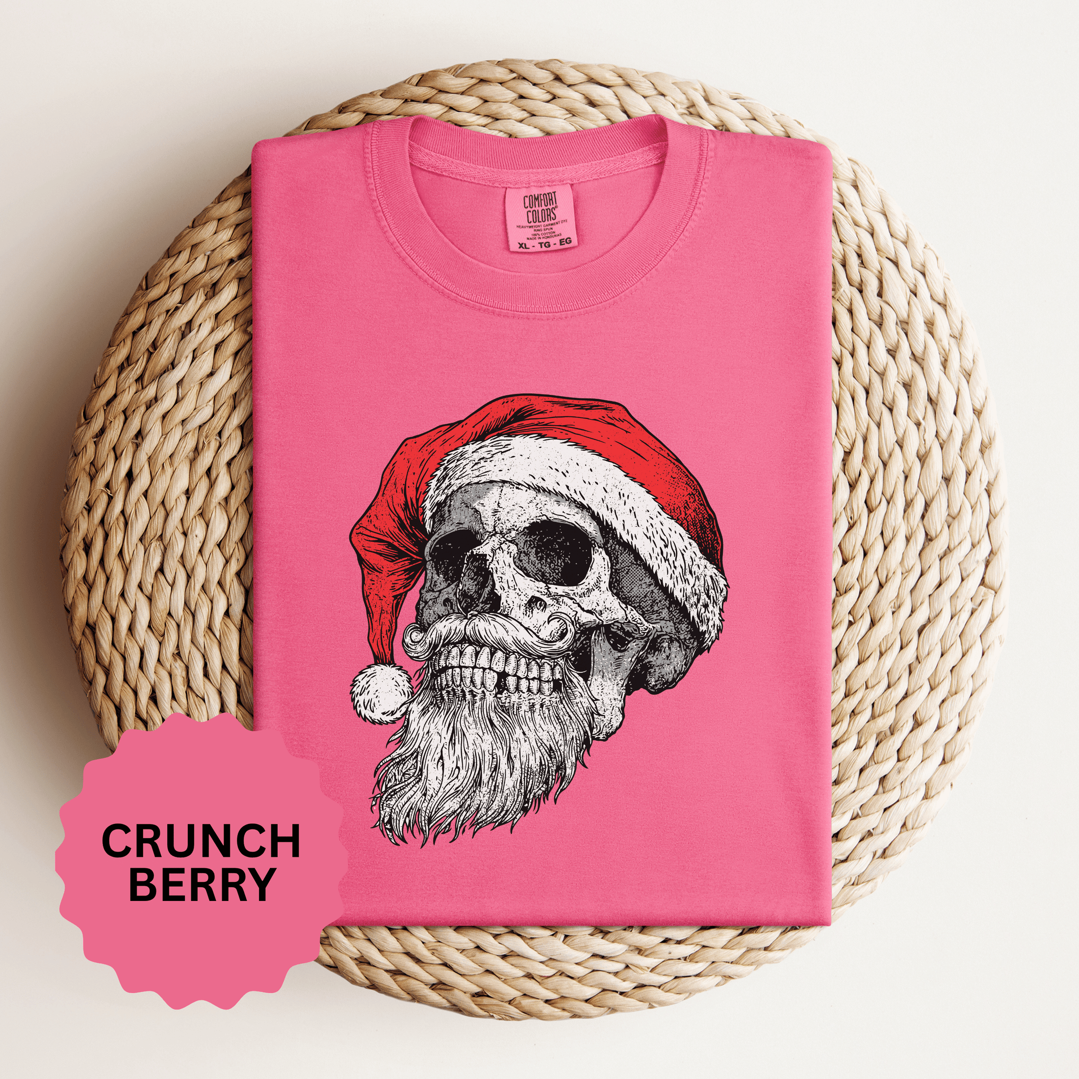 Skull Santa Shirt, Gothic Christmas T-Shirt, Creepy Holiday Skeleton Tee, Alternative Xmas Gift for Metalhead, Biker or Horror Fan