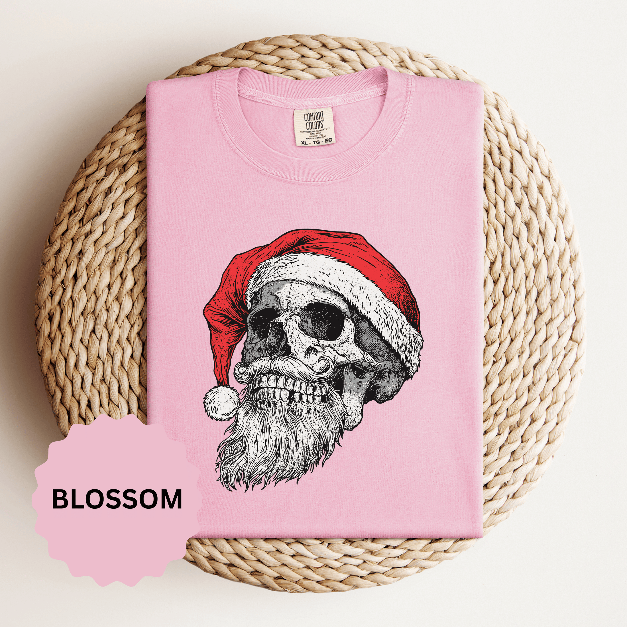 Skull Santa Shirt, Gothic Christmas T-Shirt, Creepy Holiday Skeleton Tee, Alternative Xmas Gift for Metalhead, Biker or Horror Fan