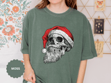 Skull Santa Shirt, Gothic Christmas T-Shirt, Creepy Holiday Skeleton Tee, Alternative Xmas Gift for Metalhead, Biker or Horror Fan