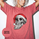 Skull Santa Shirt, Gothic Christmas T-Shirt, Creepy Holiday Skeleton Tee, Alternative Xmas Gift for Metalhead, Biker or Horror Fan
