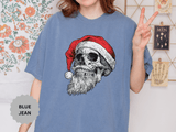 Skull Santa Shirt, Gothic Christmas T-Shirt, Creepy Holiday Skeleton Tee, Alternative Xmas Gift for Metalhead, Biker or Horror Fan