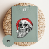 Skull Santa Shirt, Gothic Christmas T-Shirt, Creepy Holiday Skeleton Tee, Alternative Xmas Gift for Metalhead, Biker or Horror Fan
