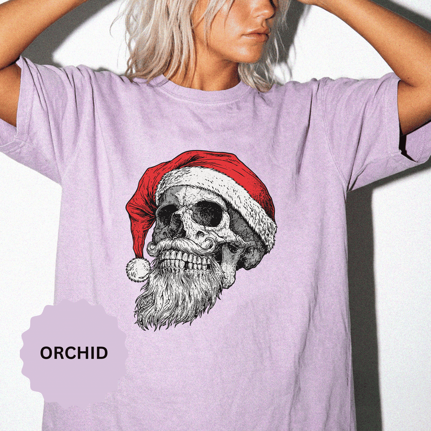 Skull Santa Shirt, Gothic Christmas T-Shirt, Creepy Holiday Skeleton Tee, Alternative Xmas Gift for Metalhead, Biker or Horror Fan