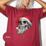 Skull Santa Shirt, Gothic Christmas T-Shirt, Creepy Holiday Skeleton Tee, Alternative Xmas Gift for Metalhead, Biker or Horror Fan