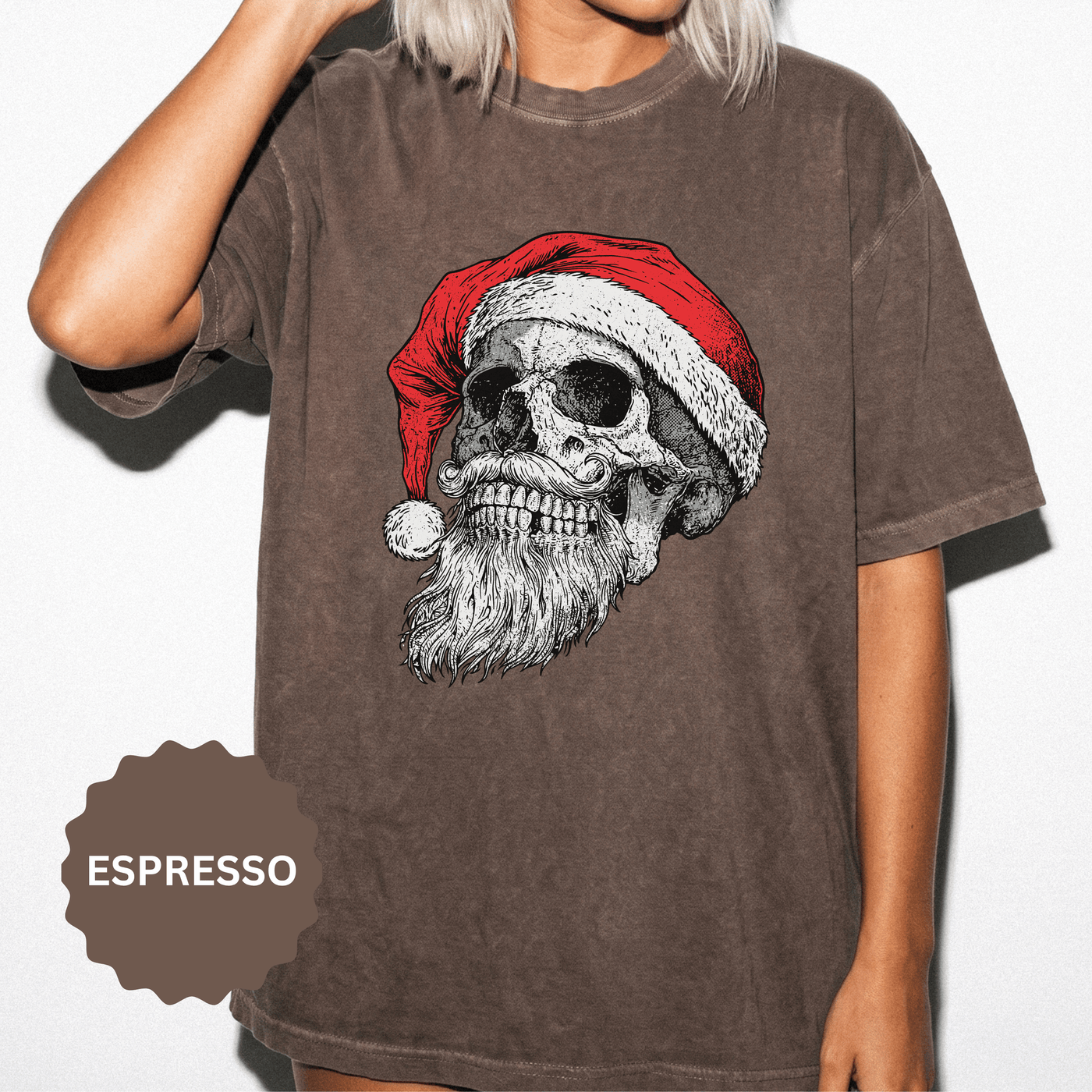 Skull Santa Shirt, Gothic Christmas T-Shirt, Creepy Holiday Skeleton Tee, Alternative Xmas Gift for Metalhead, Biker or Horror Fan