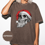 Skull Santa Shirt, Gothic Christmas T-Shirt, Creepy Holiday Skeleton Tee, Alternative Xmas Gift for Metalhead, Biker or Horror Fan