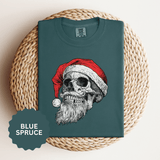 Skull Santa Shirt, Gothic Christmas T-Shirt, Creepy Holiday Skeleton Tee, Alternative Xmas Gift for Metalhead, Biker or Horror Fan