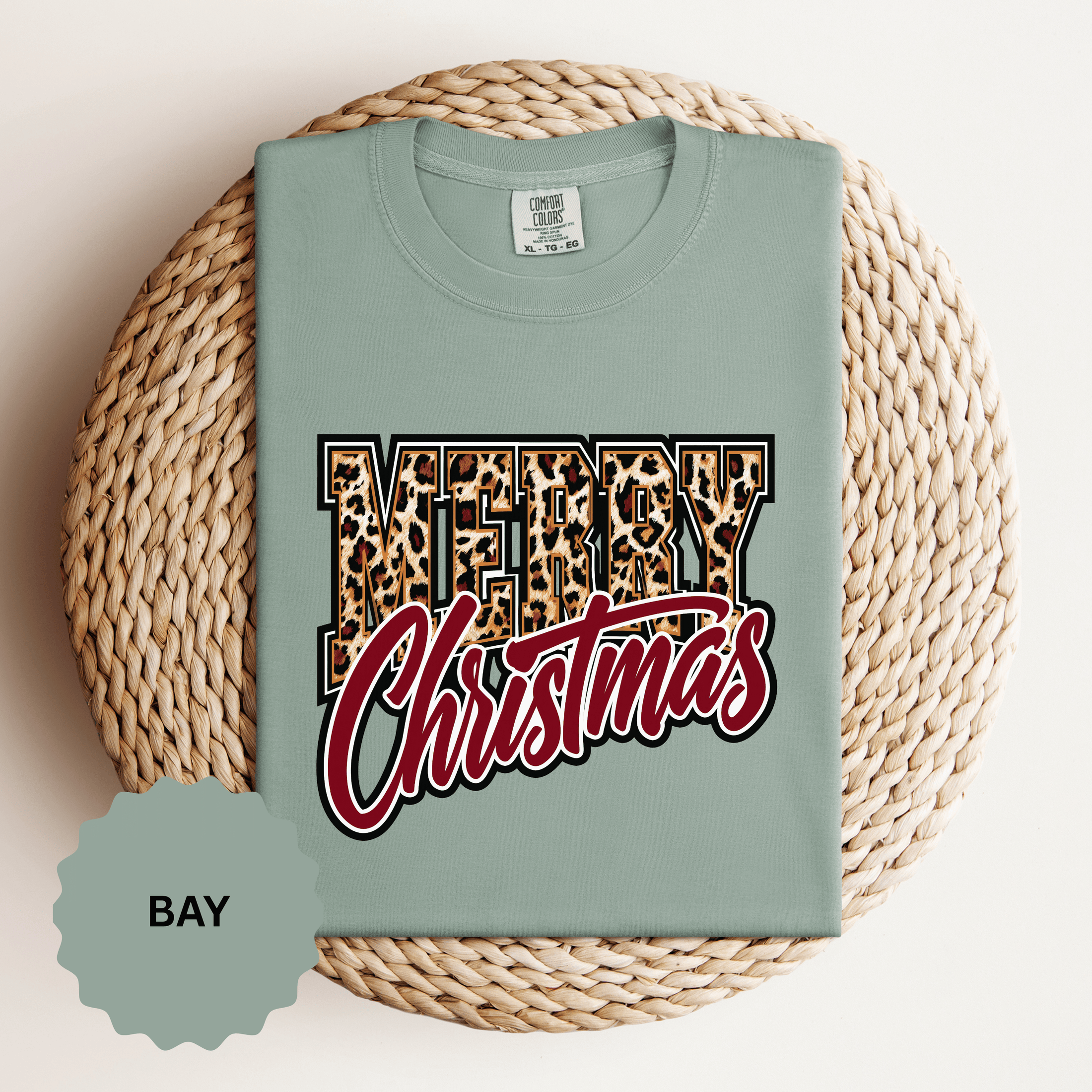 Merry Christmas Leopard Print Shirt, Trendy Holiday T-Shirt, Cheetah Lettering Xmas Tee, Festive Gift for Women, Mom, Teacher or Friend