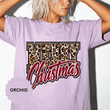 Merry Christmas Leopard Print Shirt, Trendy Holiday T-Shirt, Cheetah Lettering Xmas Tee, Festive Gift for Women, Mom, Teacher or Friend
