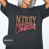 Merry Christmas Leopard Print Shirt, Trendy Holiday T-Shirt, Cheetah Lettering Xmas Tee, Festive Gift for Women, Mom, Teacher or Friend