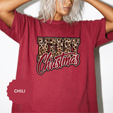 Merry Christmas Leopard Print Shirt, Trendy Holiday T-Shirt, Cheetah Lettering Xmas Tee, Festive Gift for Women, Mom, Teacher or Friend