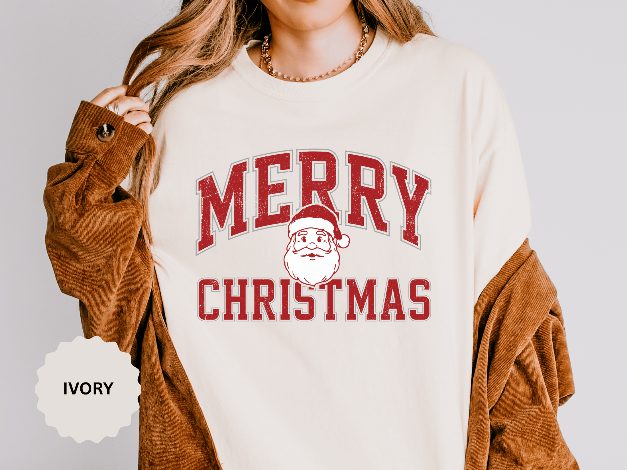 Merry Christmas Santa Shirt, Vintage Holiday T-Shirt, Festive Christmas Party Tee, Retro Santa Claus Gift for Family Photos, Men or Women