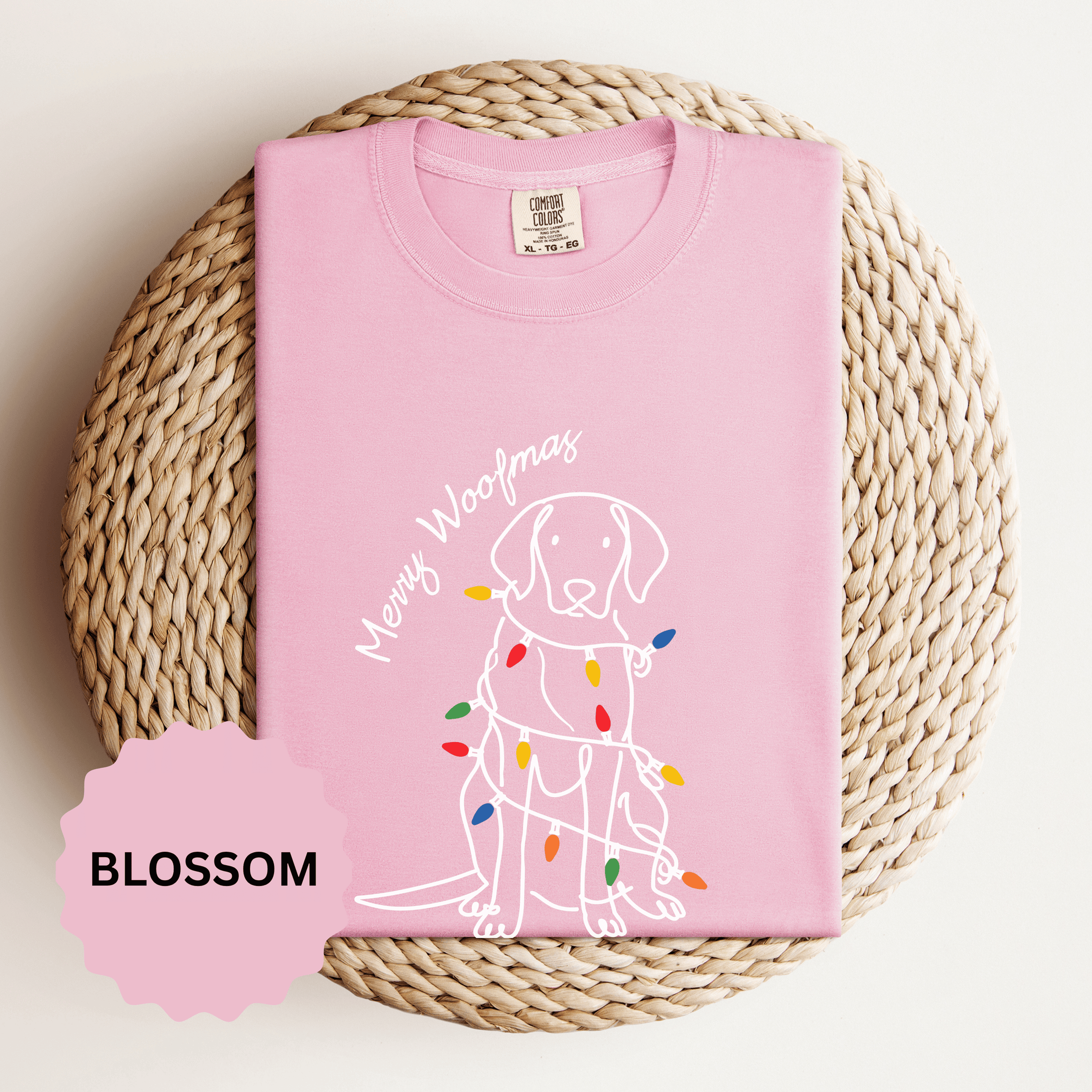 Merry Woofmas Dog Shirt, Funny Christmas Puppy T-Shirt, Holiday Lights Pet Lover Tee, Cute Gift for Dog Mom, Dog Dad or Family Party
