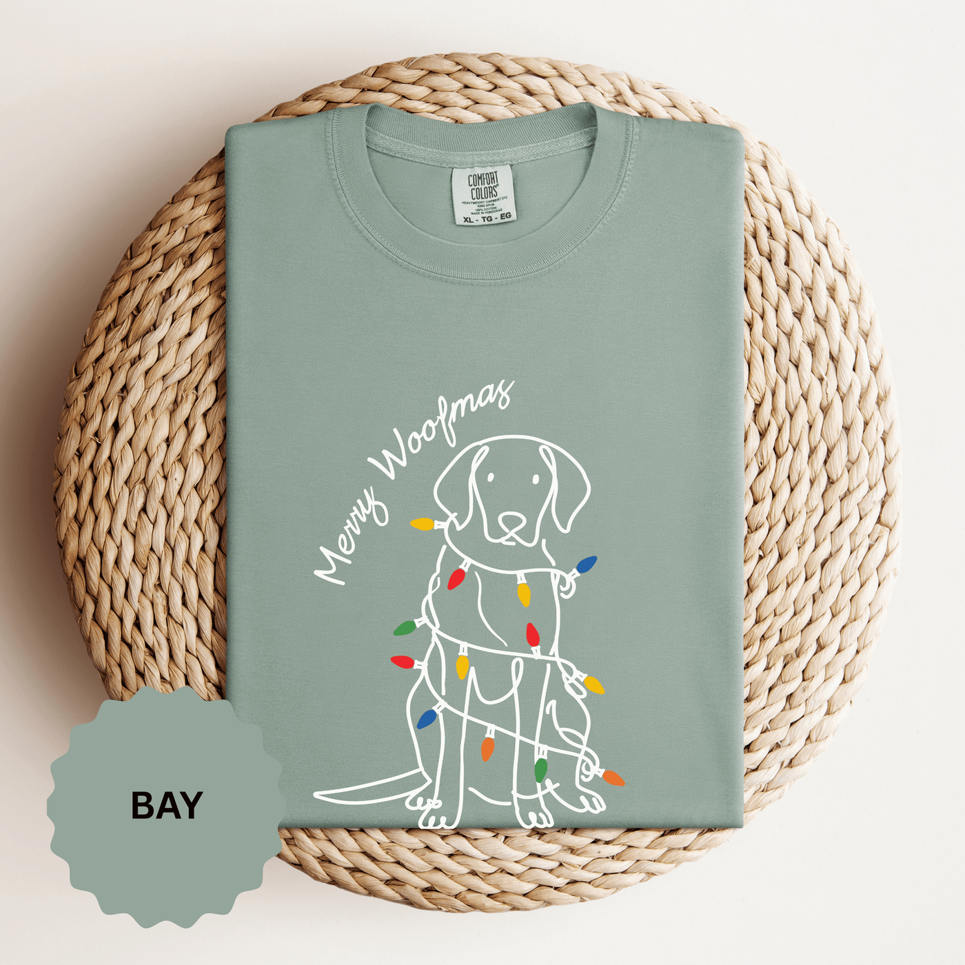 Merry Woofmas Dog Shirt, Funny Christmas Puppy T-Shirt, Holiday Lights Pet Lover Tee, Cute Gift for Dog Mom, Dog Dad or Family Party