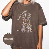 Merry Woofmas Dog Shirt, Funny Christmas Puppy T-Shirt, Holiday Lights Pet Lover Tee, Cute Gift for Dog Mom, Dog Dad or Family Party