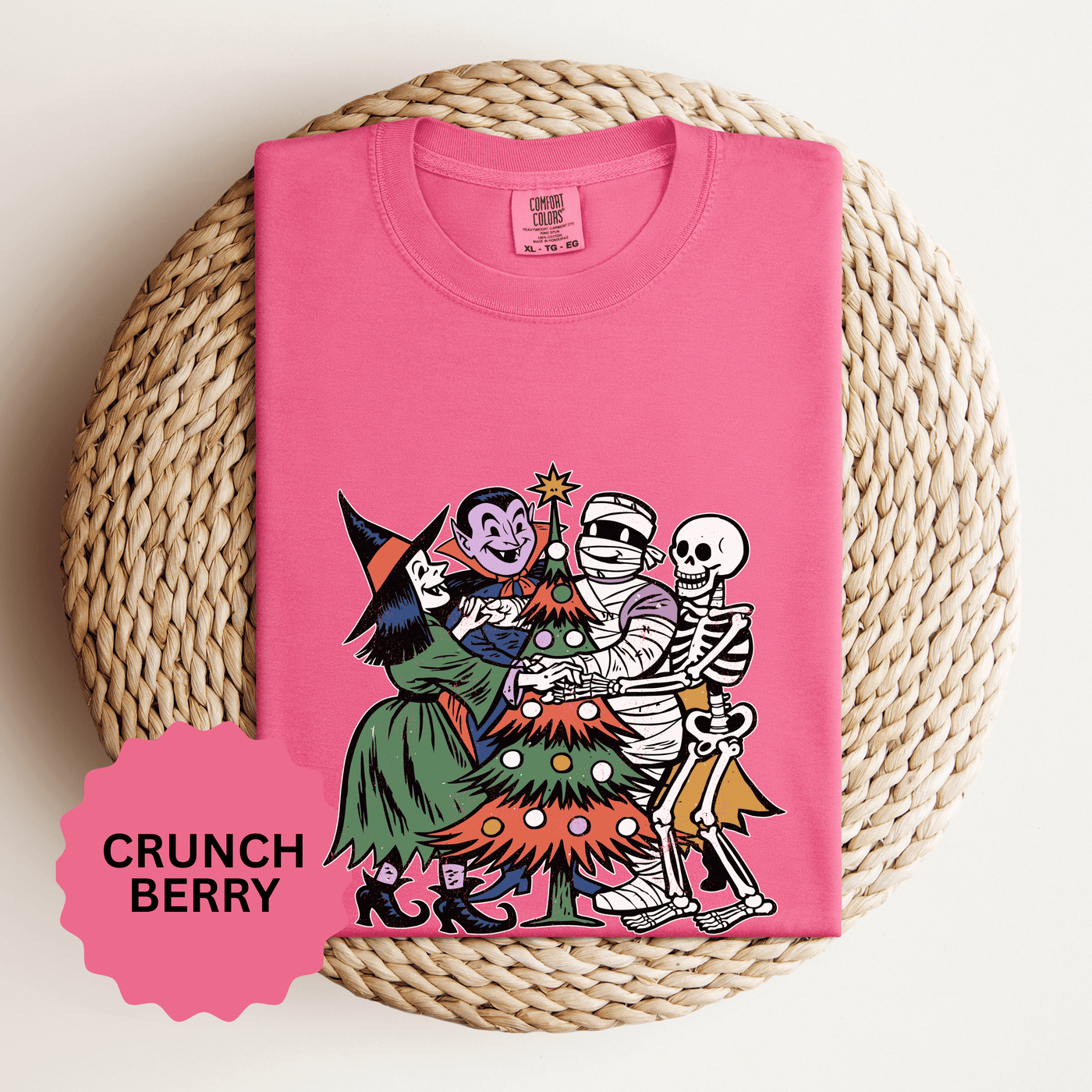 Spooky Christmas Shirt, Halloween Holiday Mashup T-Shirt, Witch Vampire Mummy and Skeleton Tree Tee, Gothic Christmas Gift for Horror Fan
