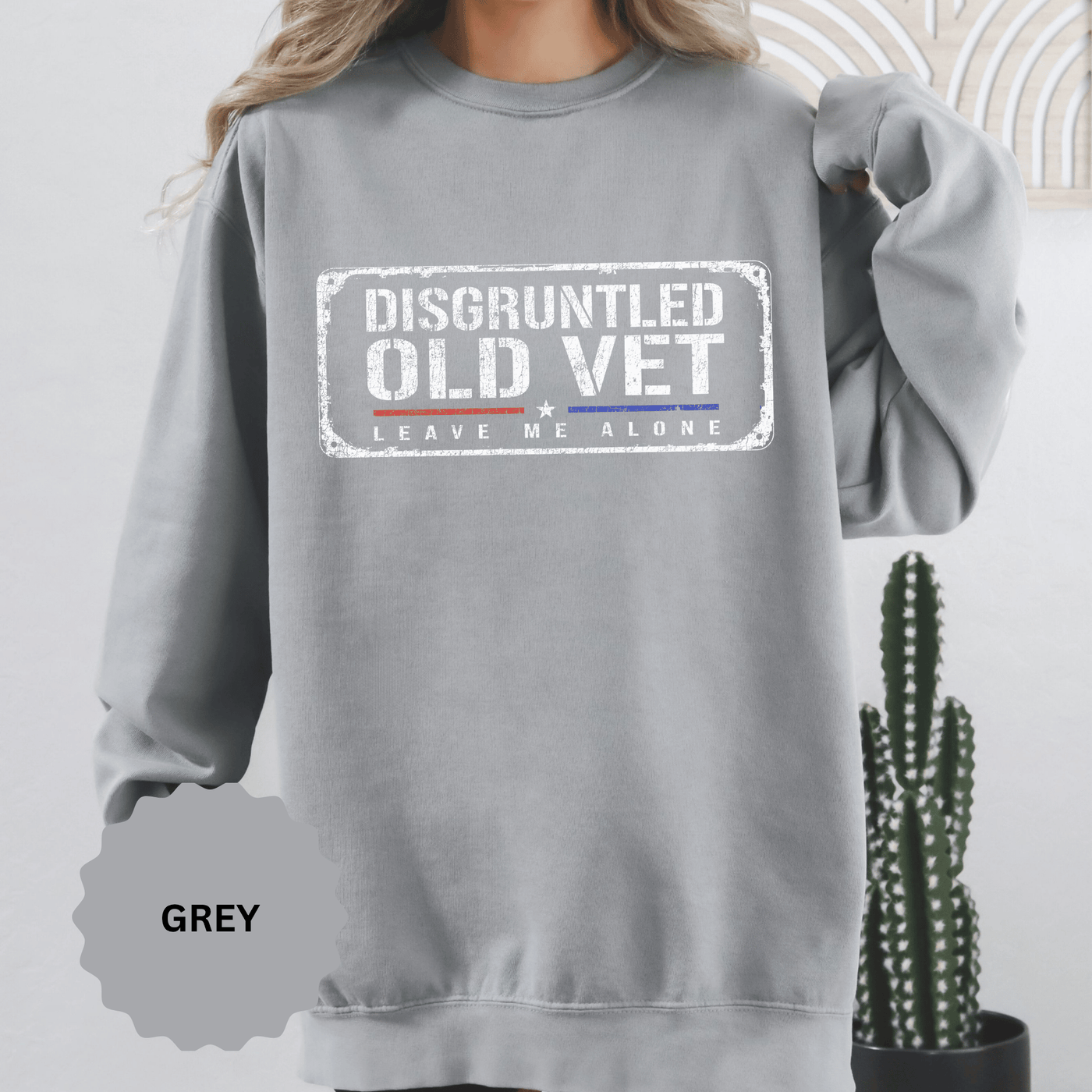 Disgruntled Old Vet Sweatshirt, Leave Me Alone Veteran Crewneck, Funny Military Gift for Retired Soldier, Sarcastic Grandpa Pullover