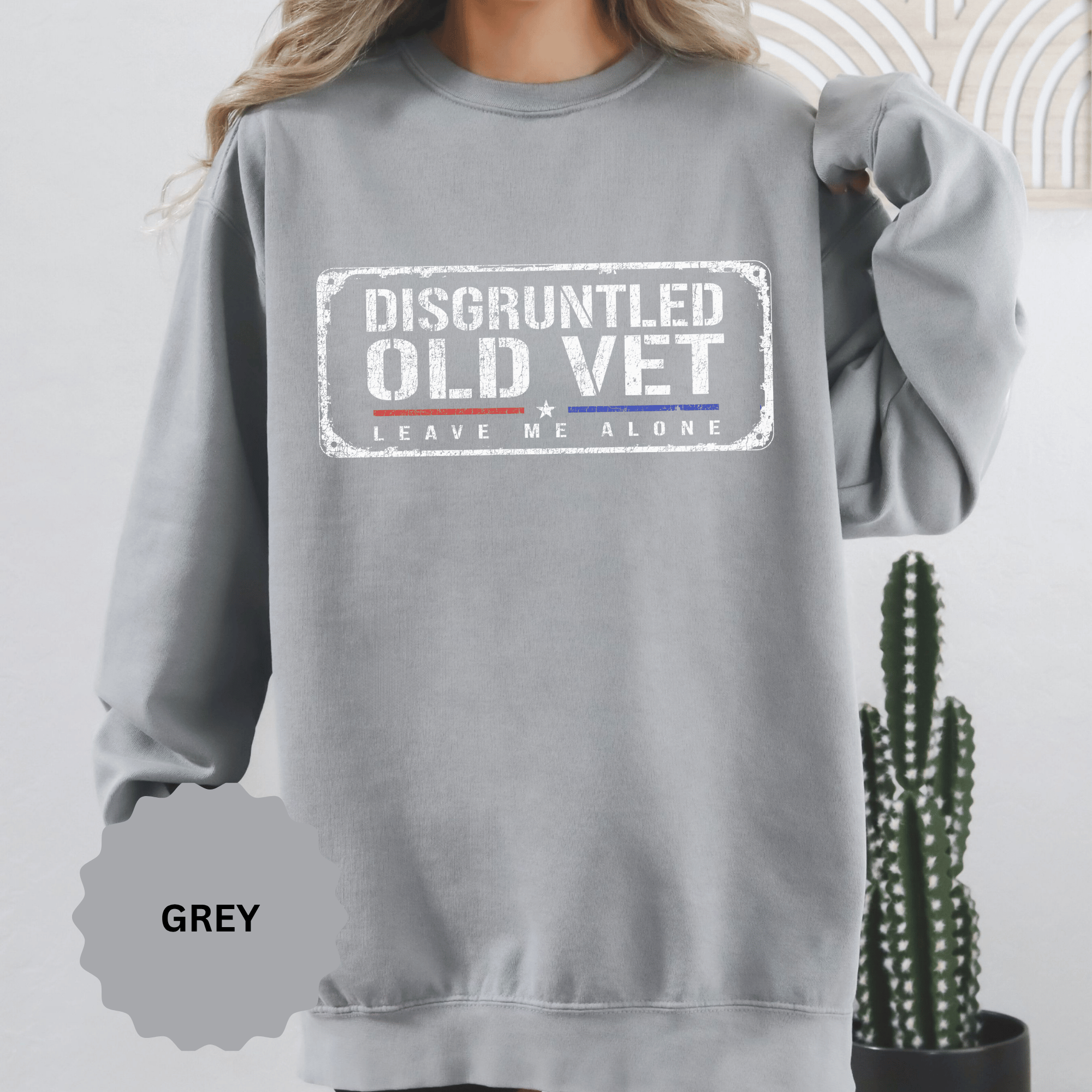 Disgruntled Old Vet Sweatshirt, Leave Me Alone Veteran Crewneck, Funny Military Gift for Retired Soldier, Sarcastic Grandpa Pullover