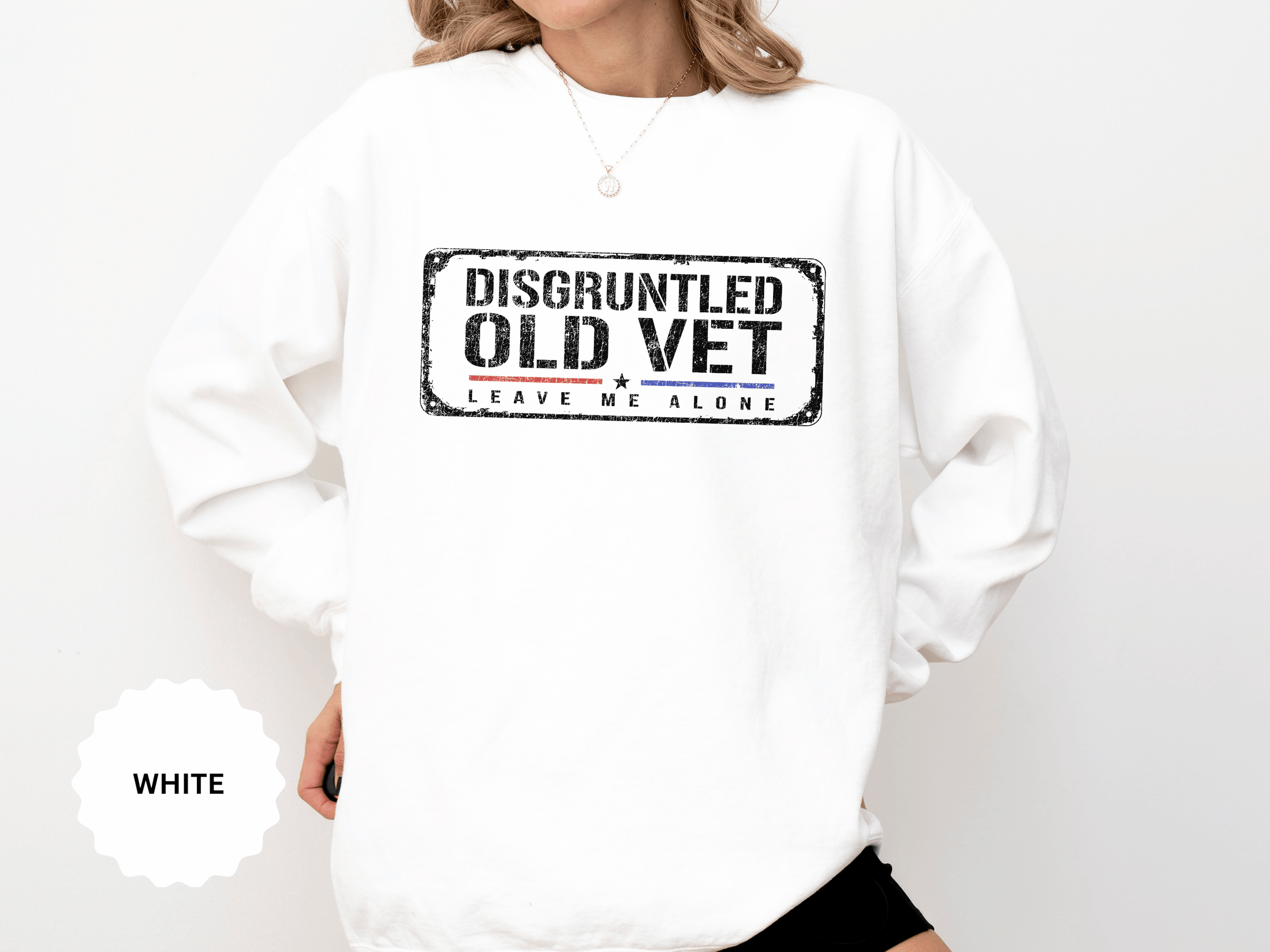 Disgruntled Old Vet Sweatshirt, Leave Me Alone Veteran Crewneck, Funny Military Gift for Retired Soldier, Sarcastic Grandpa Pullover