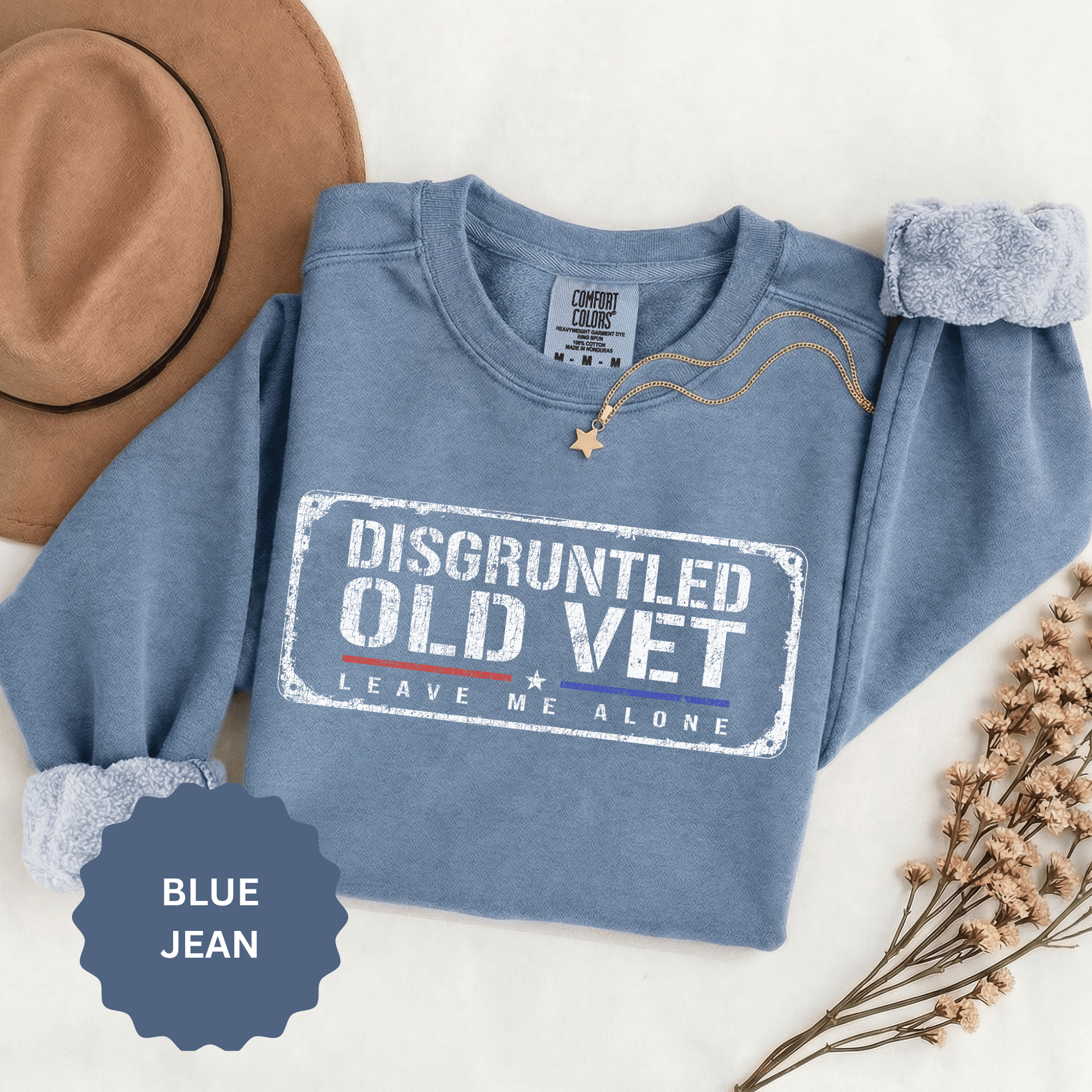 Disgruntled Old Vet Sweatshirt, Leave Me Alone Veteran Crewneck, Funny Military Gift for Retired Soldier, Sarcastic Grandpa Pullover