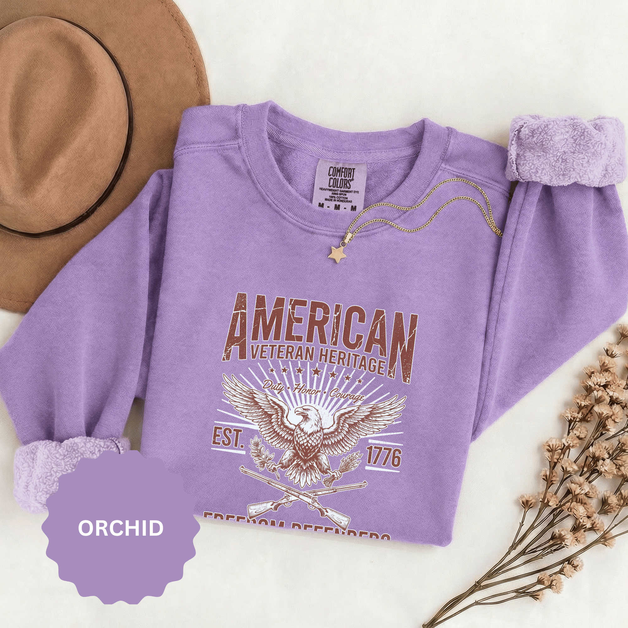 American Veteran Heritage Sweatshirt, Freedom Defenders Crewneck, Patriotic Eagle Gift, Veterans Day or Military Retirement Pullover