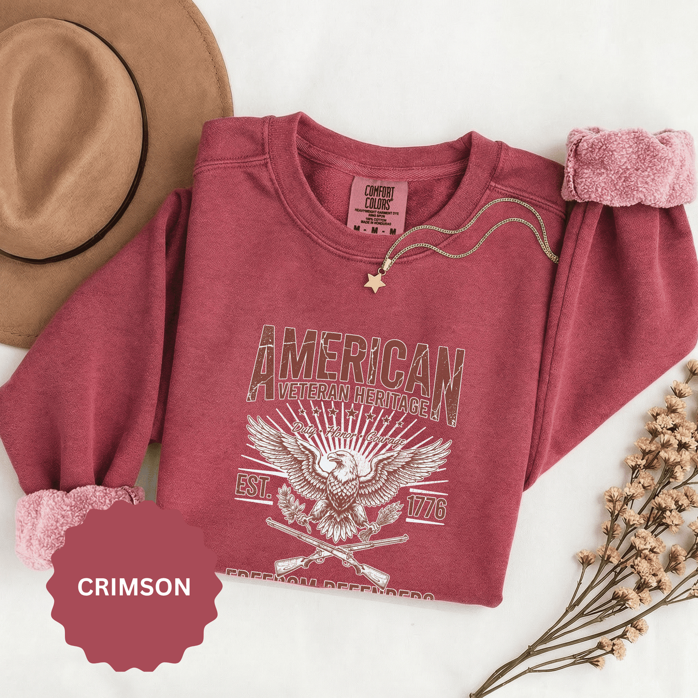 American Veteran Heritage Sweatshirt, Freedom Defenders Crewneck, Patriotic Eagle Gift, Veterans Day or Military Retirement Pullover