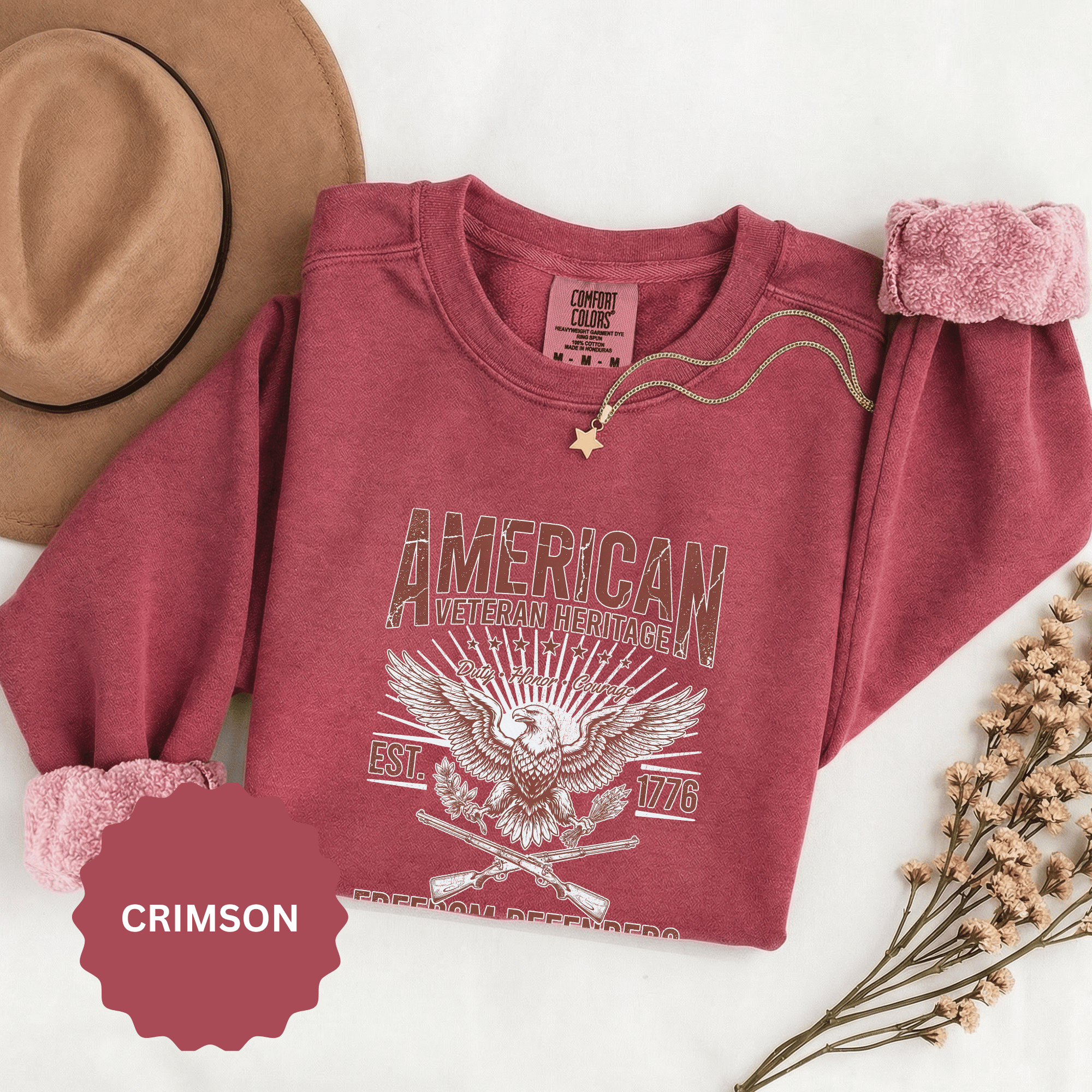 American Veteran Heritage Sweatshirt, Freedom Defenders Crewneck, Patriotic Eagle Gift, Veterans Day or Military Retirement Pullover