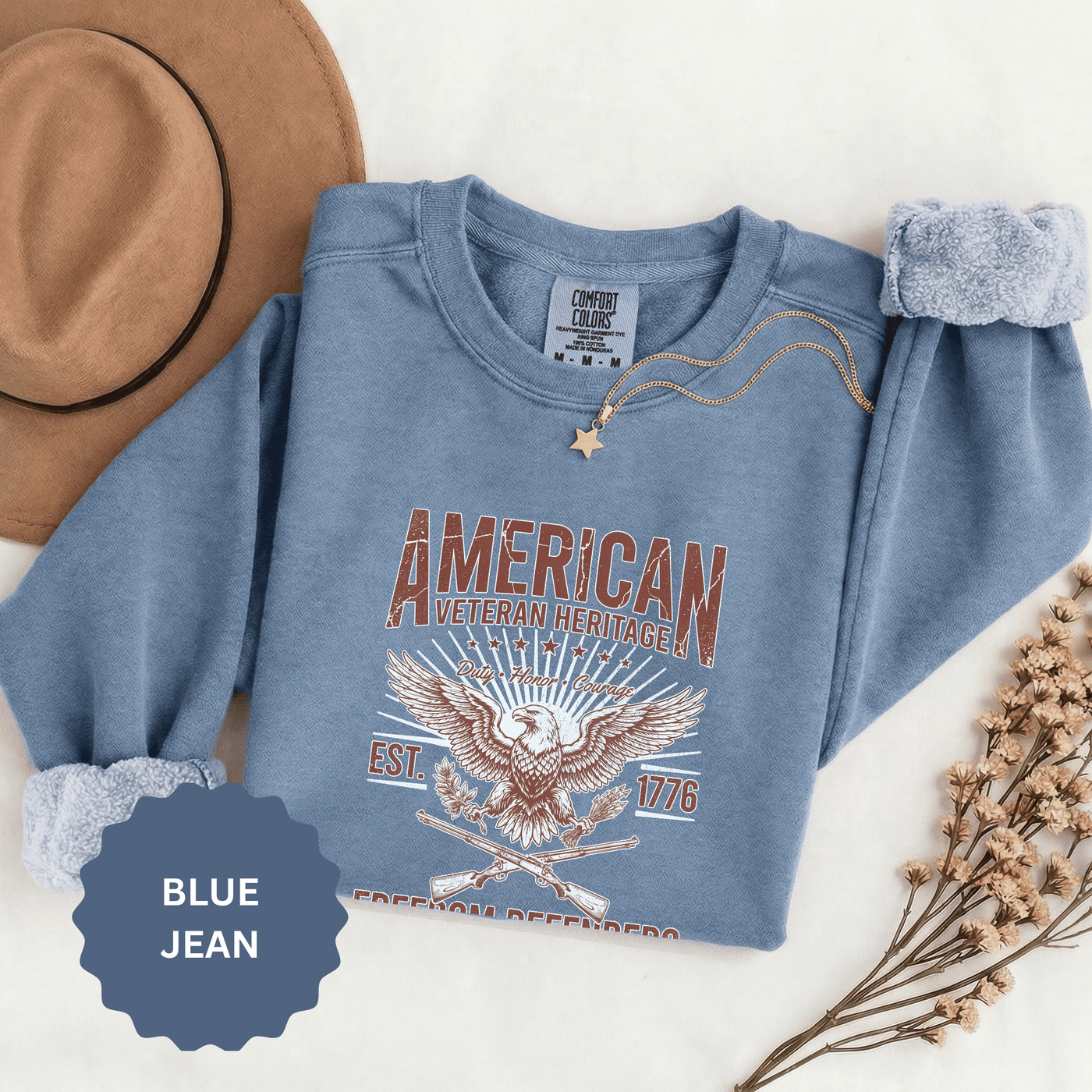 American Veteran Heritage Sweatshirt, Freedom Defenders Crewneck, Patriotic Eagle Gift, Veterans Day or Military Retirement Pullover