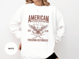 American Veteran Heritage Sweatshirt, Freedom Defenders Crewneck, Patriotic Eagle Gift, Veterans Day or Military Retirement Pullover