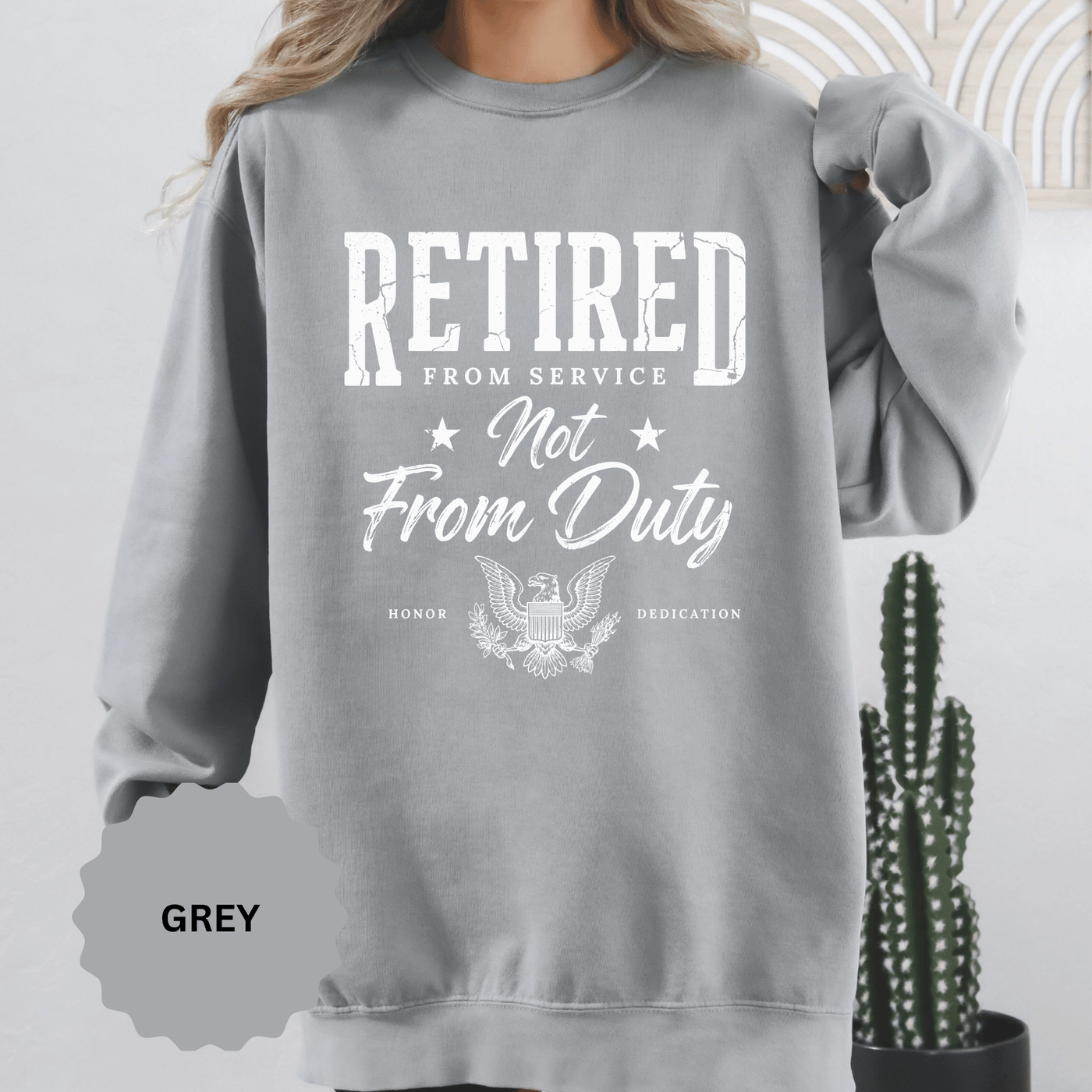 Retired From Service Not From Duty Sweatshirt, Military Retirement Crewneck, Veteran Gift, Patriotic Eagle Veterans Day Pullover for Retiree